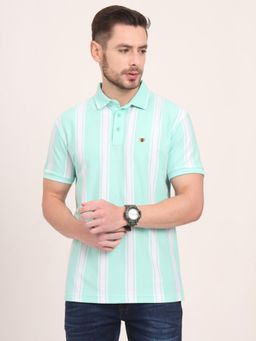 JadeBlue - Multi-Color Cotton Blend Striped Polo T-Shirt