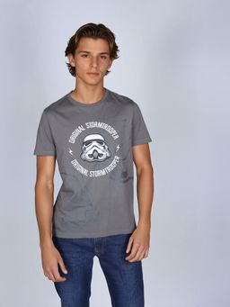 Lee - X Stormtrooper Graphic Print Grey Crew Neck Regular Fit T-Shirt