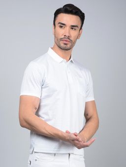 CRIMSOUNE CLUB - Men Blue Printed Pure Cotton Polo T-Shirt