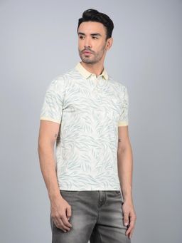 CRIMSOUNE CLUB - Men Blue Printed Cotton Polo T-Shirt