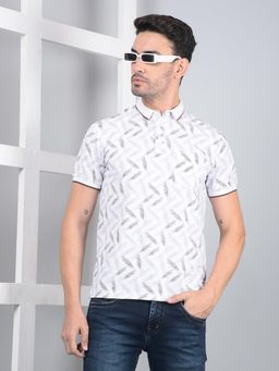 CRIMSOUNE CLUB - Men Grey Printed Polo T-Shirt
