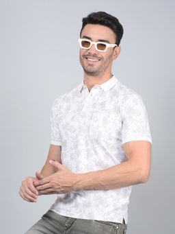 CRIMSOUNE CLUB - Men Brown Printed Cotton Polo T-Shirt