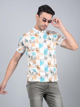 CRIMSOUNE CLUB - Men Brown Printed Polo T-Shirt