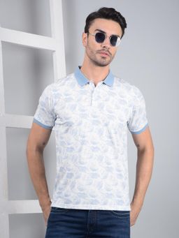 CRIMSOUNE CLUB - Men Blue Printed Polo T-Shirt