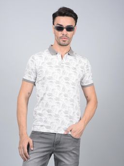 CRIMSOUNE CLUB - Men Grey Printed Polo T-Shirt
