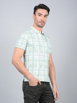 CRIMSOUNE CLUB - Men Green Printed Polo T-Shirt