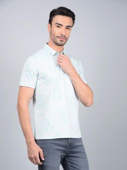 CRIMSOUNE CLUB - Men Green Printed Polo T-Shirt