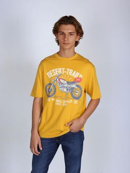 Wrangler - Men Graphic Print Yellow Crew Neck T-Shirt