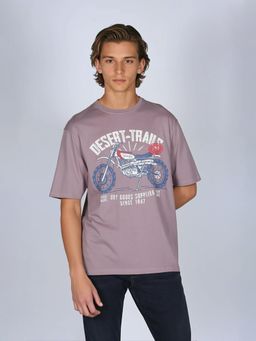 Wrangler - Men Graphic Print Purple Crew Neck T-Shirt