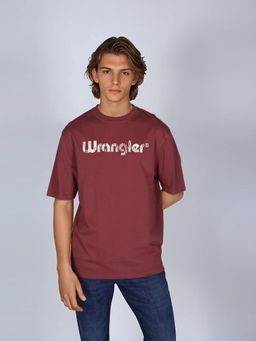 Wrangler - Men Graphic Print Red Crew Neck T-Shirt