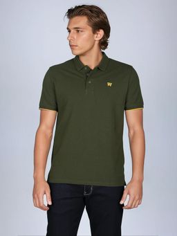 Wrangler - Men Solid Green Collar Regular Fit Polo T-Shirt