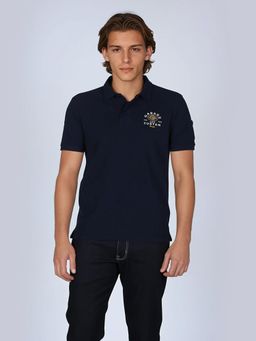 Wrangler - Men Back Print Blue Collar Regular Fit Polo T-Shirt