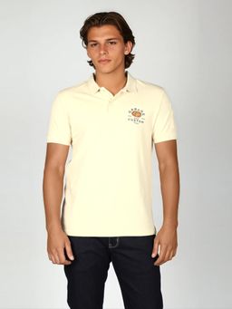 Wrangler - Men Back Print Beige Collar Regular Fit Polo T-Shirt