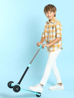 U.S. POLO ASSN. - Boys Yellow Regular Fit Oxford Checks Shirt