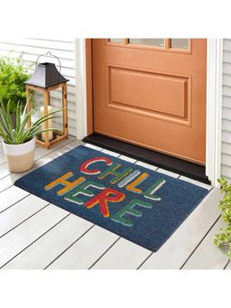 HomeTown - Natura Chill Here Printed Coir Doormat 40X60 cm In Blue Colour