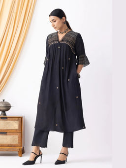 HAAVI BY PURAB - Adira Embroidered Black Kurta