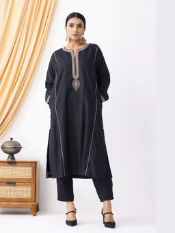HAAVI BY PURAB - Aish Embroidered Black Kurta