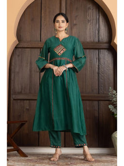HAAVI BY PURAB - Iraya Chanderi Green Kurta