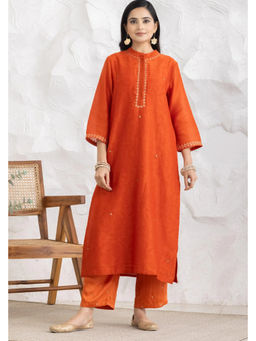 HAAVI BY PURAB - Azai Chanderi Orange Kurta