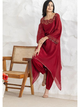 HAAVI BY PURAB - Amora Chanderi Red Kurta