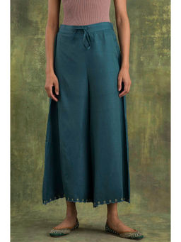 Folksong - Teal Solid Flared Palazzo