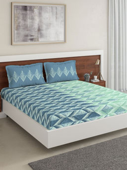 Ddecor Live Beautiful - DDECOR - Diamond 100% Cotton Double Bedsheet with 2 Pillow Covers, Blue