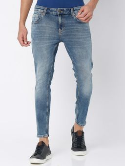 Spykar - Mid Blue Cotton Slim Fit Tapered Length Jeans for Men (kano)