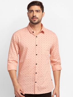 Spykar - Dusty Pink Cotton Full Sleeve Printed Shirt for Men