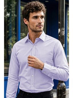Louis Philippe - Mens Purple Stripe Easy to Iron Cotton Slim fit Formal Shirt