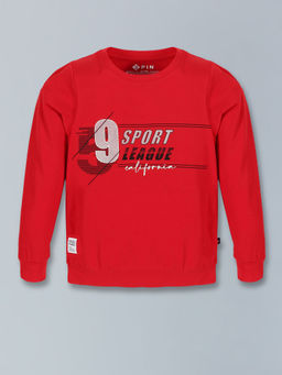 3PIN - Cotton Red Sports League Full Sleeve T-Shirt