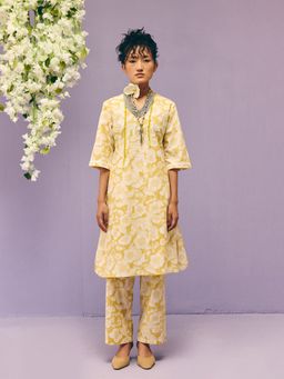 Prakriti Jaipur - Yellow Floral Print Poplin Co-Ord (Set of 2)