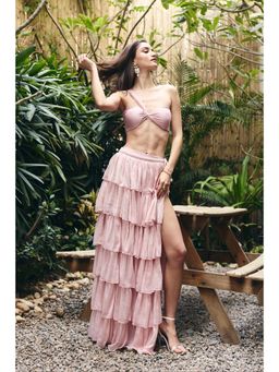 IT GIRL - Women Cotton Pink Solid Skirt