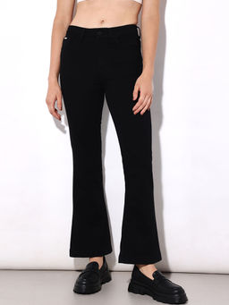 ONLY - Women Solid Casual Black High Rise Flared Jeans