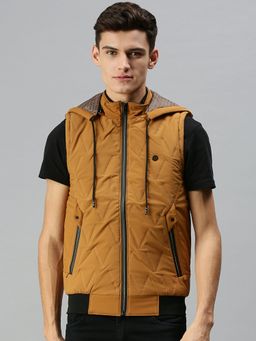 SHOWOFFFF - Men Casual Quilted Brown Jacket