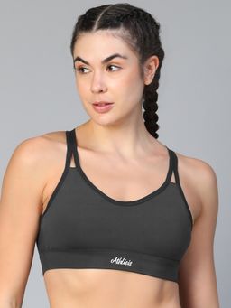 Athlisis - Grey Spandex Solid Sports Bra