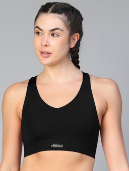 Athlisis - Black Spandex Solid Sports Bra