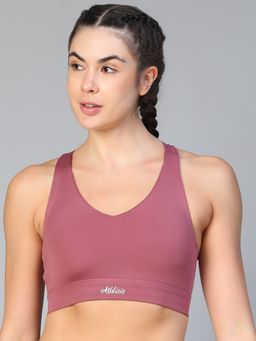 Athlisis - Mauve Spandex Solid Sports Bra