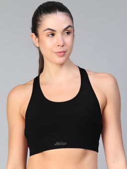 Athlisis - Black Spandex Solid Sports Bra