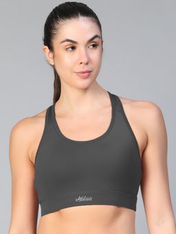 Athlisis - Grey Spandex Solid Sports Bra