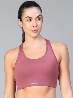 Athlisis - Mauve Spandex Solid Sports Bra