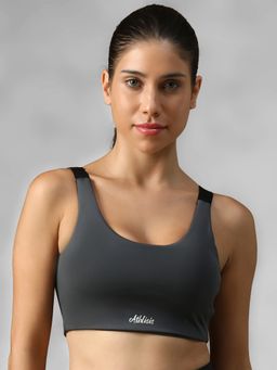 Athlisis - Grey Spandex Solid Sports Bra