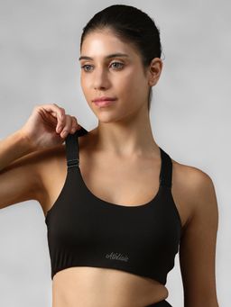 Athlisis - Black Spandex Solid Sports Bra