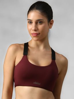 Athlisis - Maroon Spandex Solid Sports Bra