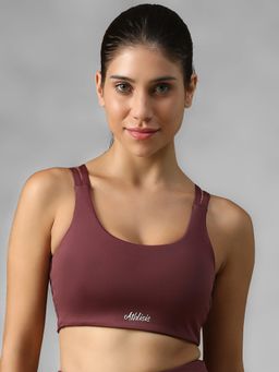 Athlisis - Mauve Spandex Solid Sports Bra