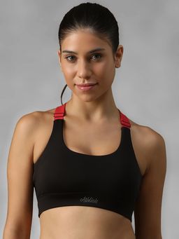 Athlisis - Black Spandex Solid Sports Bra
