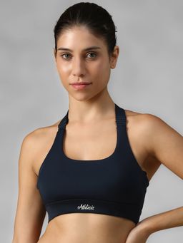 Athlisis - Navy Blue Spandex Solid Sports Bra