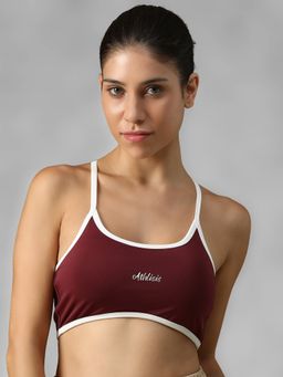 Athlisis - Maroon Spandex Solid Sports Bra