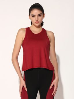 CLOTHWIK - Maroon Nylon Solid Tank