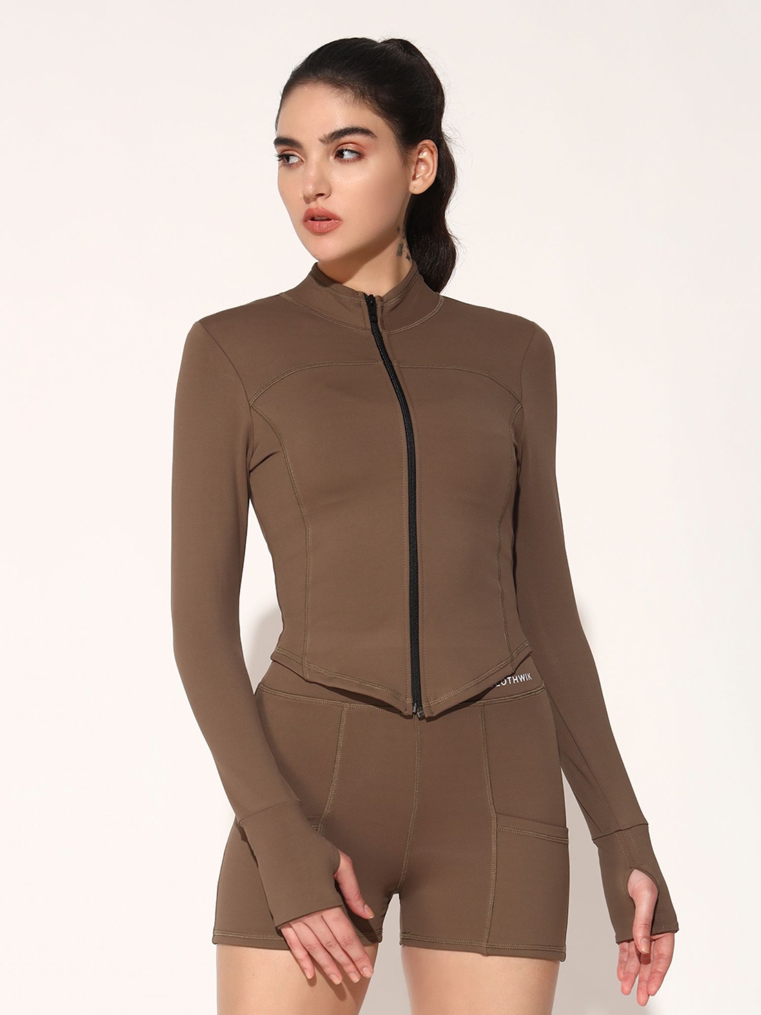 clothwik Khaki Solid Jacket-picture-10