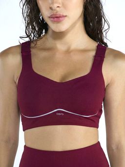 Cava Athleisure - Red Polyester Solid Sports Bra